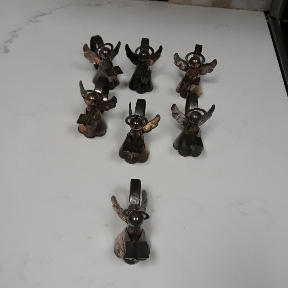 Vintage set of 8 Regal Quality Silver Angel Napkin Rings holders
